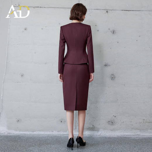 AD安可拉红西装外套女气质高级感修身圆领面试套装职场通勤两件套 商品图4
