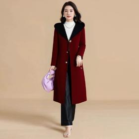 QYM 85112-Y西装领双面穿大衣显瘦毛呢外套