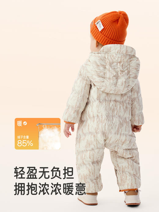 英氏超韧绒婴儿连体衣羽绒服冬保暖儿童抗菌连帽哈衣YRHFJ4R014A 商品图3