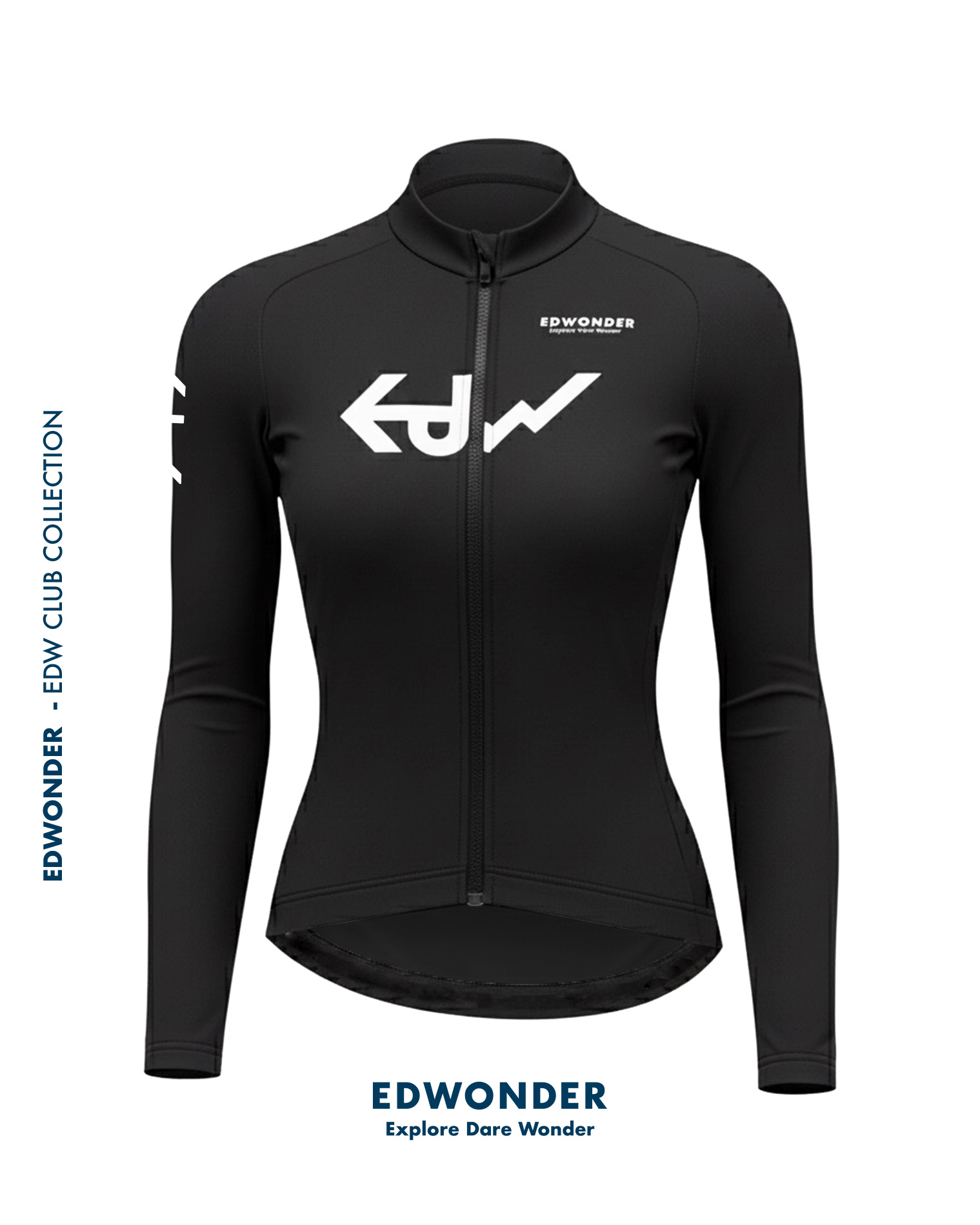 EdW骑聚(女)抓绒长袖车衣-黑色Jersey
