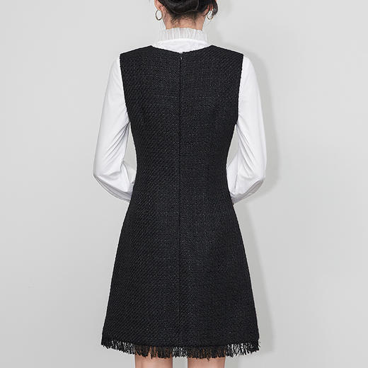 「高货wl」全新升级【铂金会员367/天猫499/差价132】(05847)洛诗琳法式通勤小香风连衣裙2025秋冬粗花呢无袖背心裙 商品图2