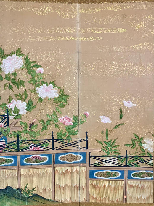 独角鹿西洋古董1603-1868年代日本江户时代出品「富贵牡丹」主题金地纸本设色四曲屏风 商品图7
