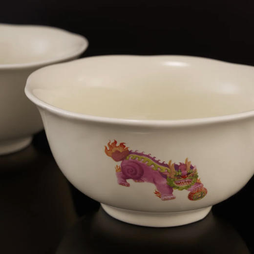 喜行乐/祥瑞麒麟圆满对碗 白 商品图3