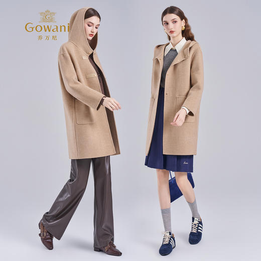 乔万尼新款羊毛大衣小个子毛呢外套连帽减龄ET4A831 商品图3