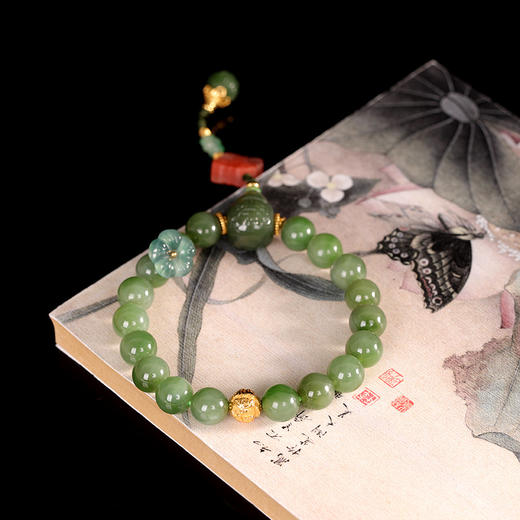 【晴波弄影】S925银镀金配件和田玉碧玉手串【RP-SL650817】 商品图3
