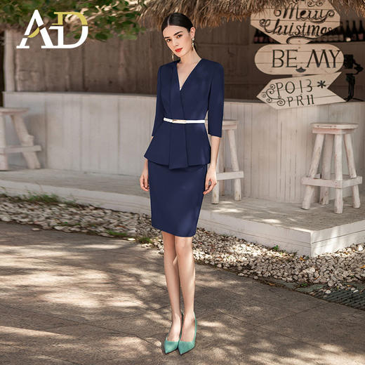 AD正式场合职业装浅色西装套装女春夏名媛正装套裙高端美容院工装 商品图3