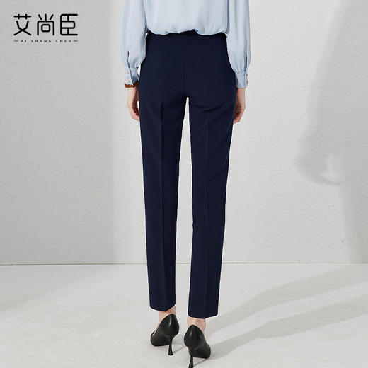艾尚臣黑色西装裤女春秋大码中高腰直筒小个子西裤显瘦垂感烟管裤 商品图4