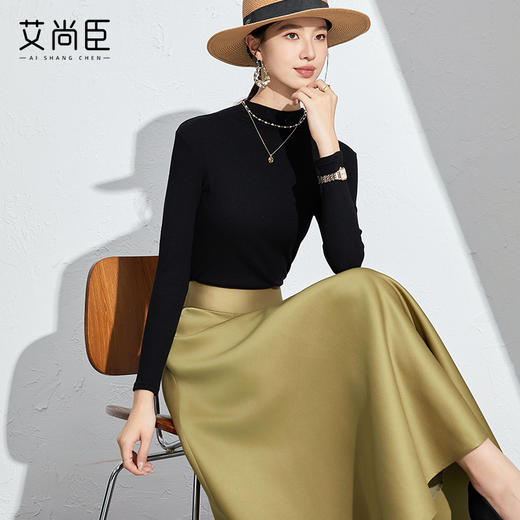 赫本风伞裙a字半身裙中长款高腰垂坠感法式通勤女装高级感气质 商品图4