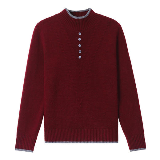 CC2025年秋冬新款米色半高领针织衫女撞色边纽扣装饰显瘦打底衫上衣 商品图4