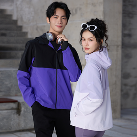 多威连帽外套男新款防风防水上衣女拉链款运动装2652110