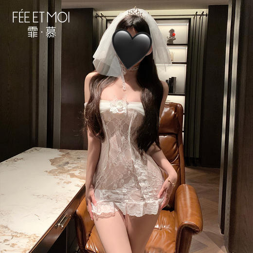 【情趣内衣】霏慕 一字透纱花蔓蕾丝新娘装6634 商品图2