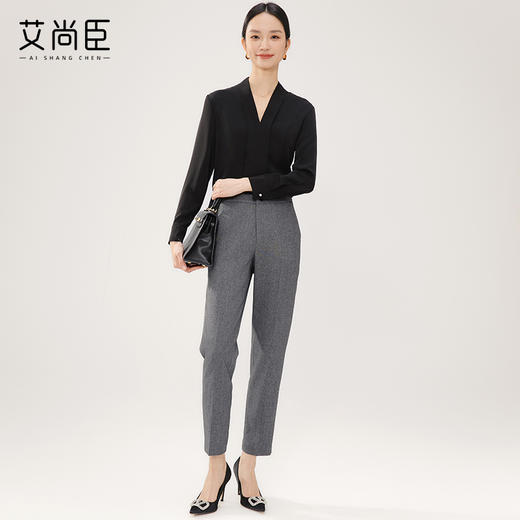 职业衬衫女V领气质时尚工装衬衣高级感百搭教资面试职业正装上衣 商品图3