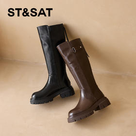 星期六潮酷百搭增高厚底骑士靴SSD4117CTL