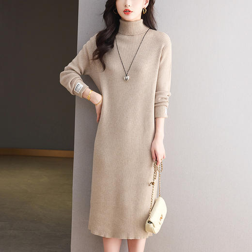 CC高领针织连衣裙轻奢高级感冬天配大衣的毛衣裙长款气质显瘦打底裙 商品图1