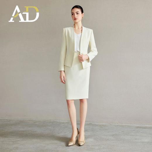 AD浅色职业西装套装女正装高级感无领西服外套时尚通勤职业工作服 商品图2