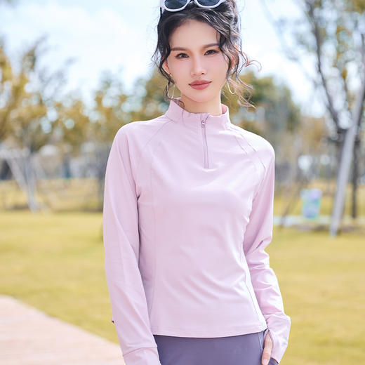 多威圆领衫女新款半开襟长袖上衣速干舒适运动装2352105 商品图1