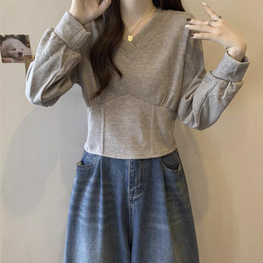 裁缝学苑AS592新款内搭V领打底衫纸样长袖T恤上衣女装卫衣样板 商品图3