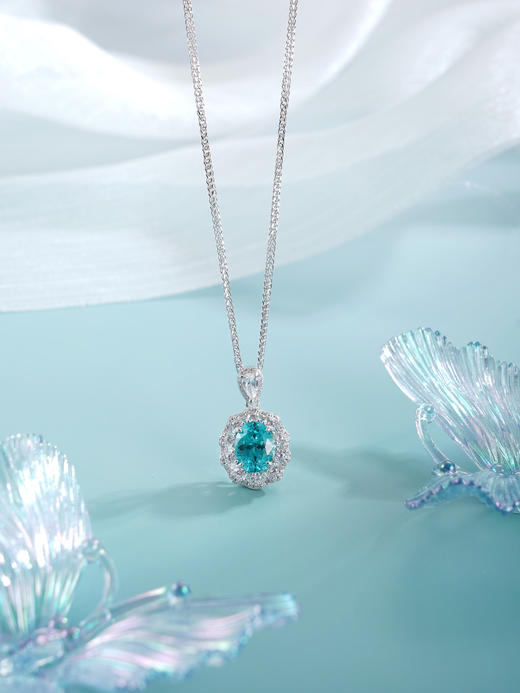 子佩集【蓝悦凝福】S925银套链【PM2221-XF】培育宝石帕拉伊巴蓝碧玺大椭圆2510 商品图0