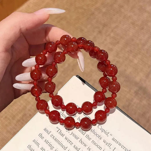 【活动赠耳钉】许妍款红玛瑙双圈大女主玛瑙手串 商品图1