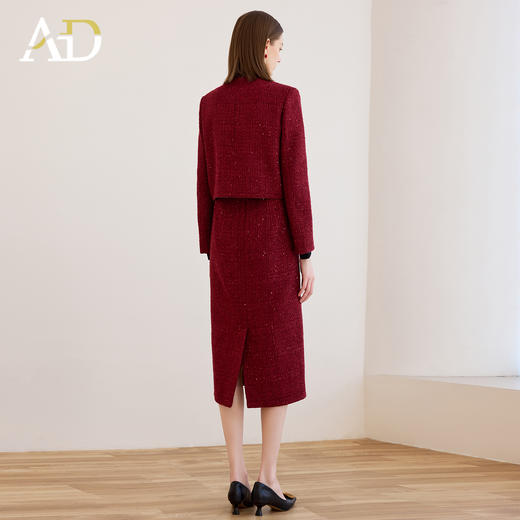 AD金丝名媛范两件套女2025冬季新款红色小香风外套圣诞新年套装裙 商品图4