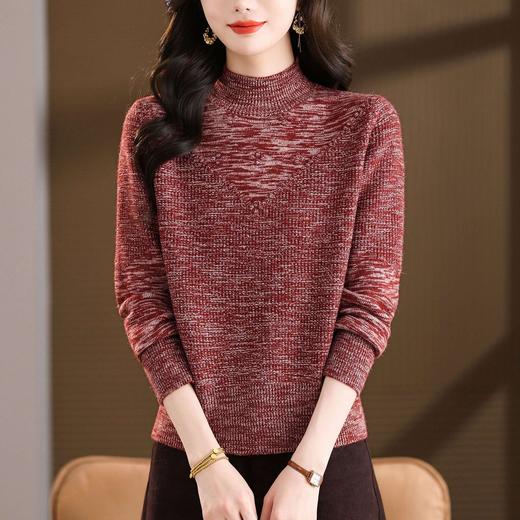CC2025秋冬花纱半高领毛衣女针织软糯显瘦内搭气质通勤长袖短款上衣 商品图1