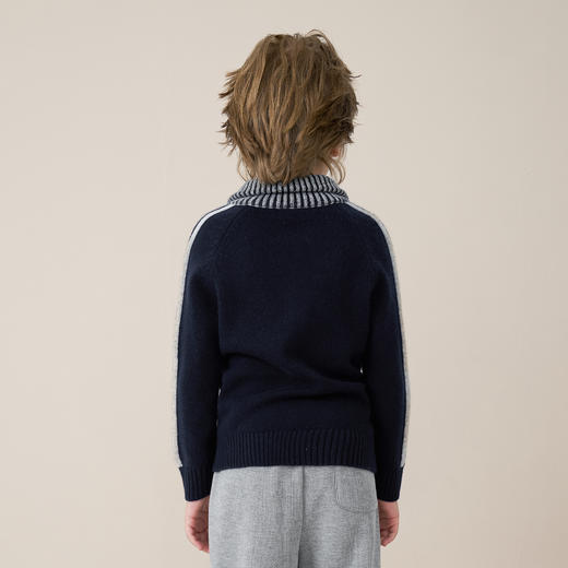 mettekids儿童100%羊绒衫2025秋冬男童高领翻领套头毛衣加厚针织 商品图3