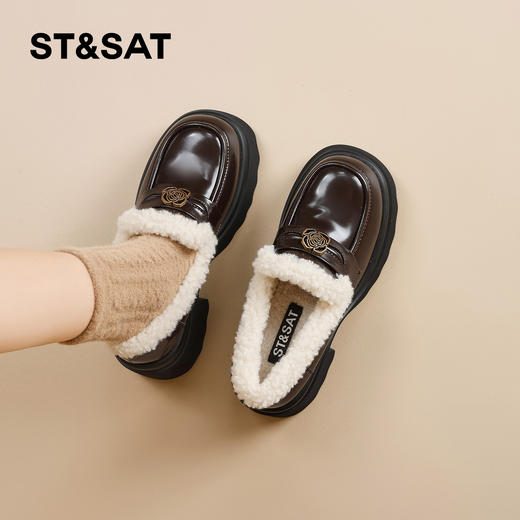 星期六复古山茶花加绒保暖厚底乐福SSD411DT6D 商品图4