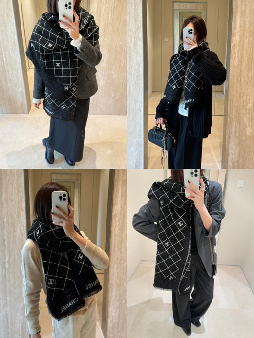高端！名媛贵妇人手一条的25A小香双C围巾🧣 商品图1