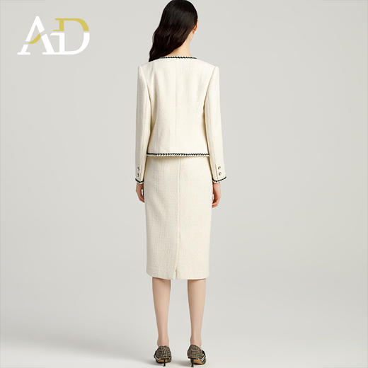 AD名媛范套装女小香风三件套职业装气质女神范法式短外套半身裙 商品图4