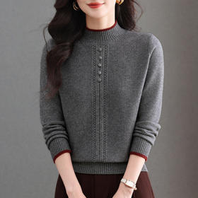 CC半高领毛衣女秋冬短款妈妈装上衣2025新款洋气厚款保暖内搭针织衫