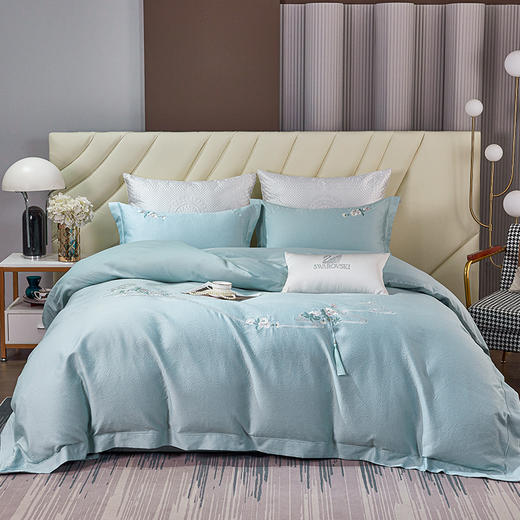 多喜爱 50S全棉色织银丝提花四件套 秋日麦田/暮云笺hl【50S银丝提花】 【全棉材质】【浮雕肌理】【精美刺绣】轻奢礼箱 柔润丝光 质感柔滑 莹亮光泽 花型立体 商品图8