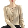 秋季针织衫长袖开衫 韩版气质圆领开衫毛衣外套 商品缩略图4