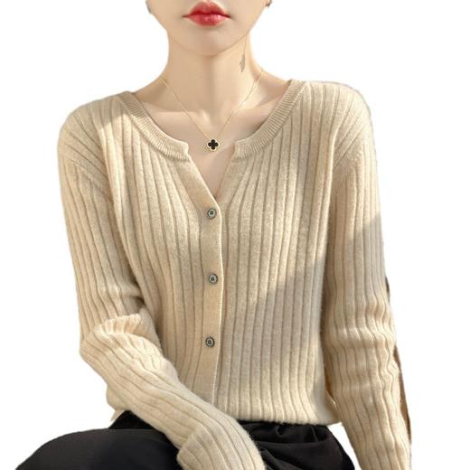 秋季针织衫长袖开衫 韩版气质圆领开衫毛衣外套 商品图4