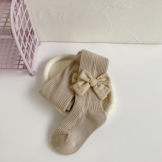 【纯色简约，搭配可爱的蝴蝶结，让你的小公主更加可爱】儿童连裤袜宝宝春秋季婴儿打底袜 纯色蝴蝶结连体袜女童打底裤。hb 商品图7