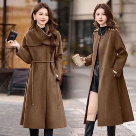 欧货缝制双面呢大衣女长款2025冬季新款气质收腰羊毛呢外套潮