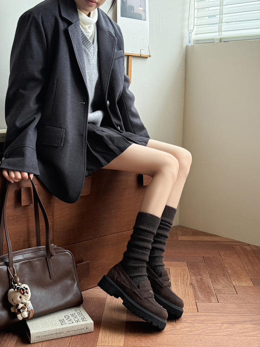 2双装！微压驼绒小腿袜 美腿塑性加厚柔软保暖亲肤 菱格暗纹设计 时尚潮流大牌风 商品图4