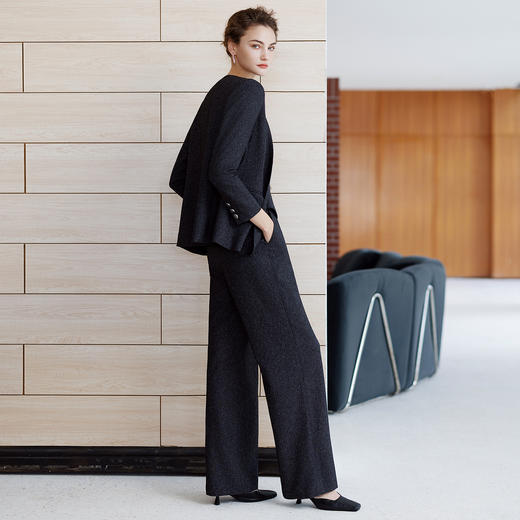 IWY/ 深灰色高端西装套装女秋冬季新款设计感蕾丝西服马甲三件套职业正装CPM2513 商品图3