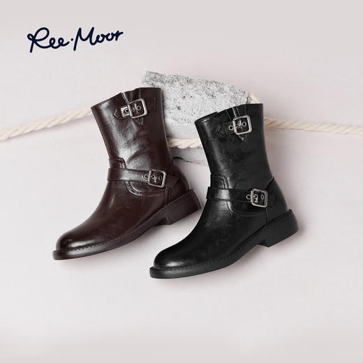 REEMOOR睿慕丨2025年秋冬英伦风帅气皮带扣短靴 商品图1