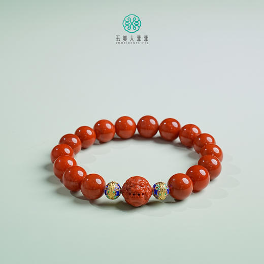 珠光宝气*南红貔貅单圈圆珠手串约11mm 商品图0