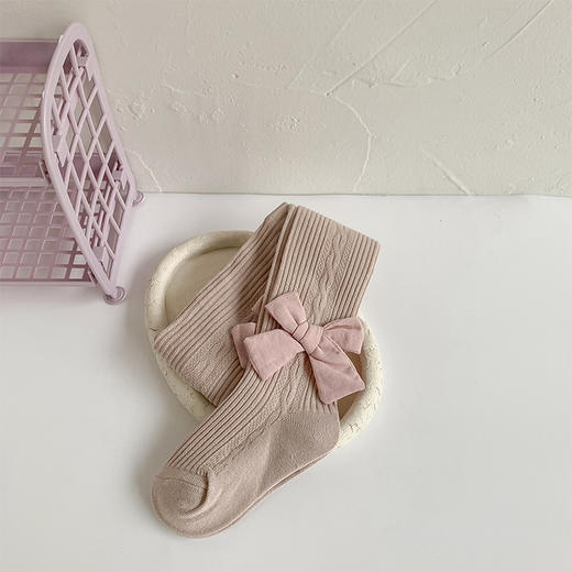 【纯色简约，搭配可爱的蝴蝶结，让你的小公主更加可爱】儿童连裤袜宝宝春秋季婴儿打底袜 纯色蝴蝶结连体袜女童打底裤。hb 商品图5