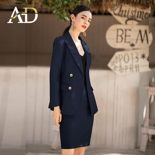 AD高端职业装气质女神范职场套装双排扣干练西服播音艺考服装套裙 商品图2