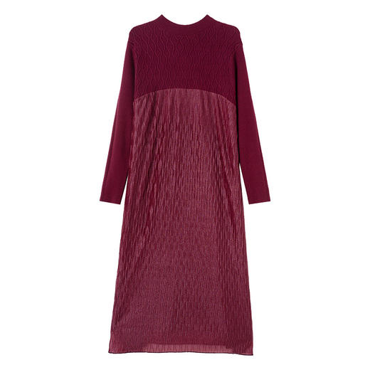 CC网纱拼接连衣裙秋冬高级感气质显瘦毛衣裙长款过膝配大衣内搭裙子 商品图4