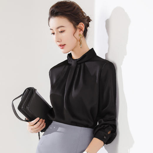 2024新款时尚长袖衬衣女欧货衬衫设计感气质通勤OL女人味上衣职场 商品图1