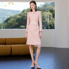 AD秋冬季厚款连衣裙女2025新款粉色雪尼尔拼色长袖A字裙优雅气质 商品缩略图0