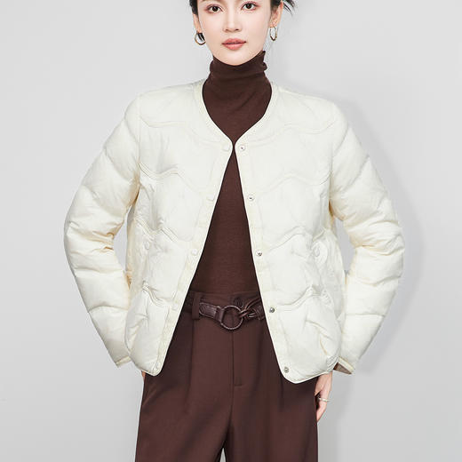 「高货wl」全新升级【铂金会员514/天猫689/差价175】(02738)洛诗琳90白鸭绒羽绒服2025冬季重工刺绣拼接保暖短外套 商品图2