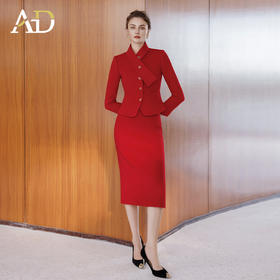 AD2025年秋冬新中式红色套装羊毛呢子外套敬酒服回门服两件套女