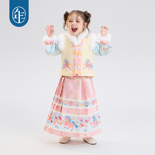 年衣童装汉服套装女童冬季新款马面裙加绒利马如意汉服套装 商品图2