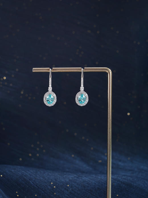 子佩集【湛蓝之海】S925银耳环【EM3085-XF】培育宝石帕拉伊巴蓝碧玺椭圆2510 商品图7