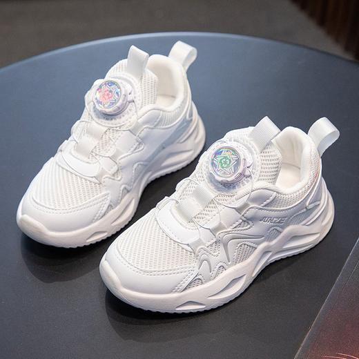 【活力时尚，肆意出行】女童鞋子 春秋新款旋钮男童运动鞋 薄网透气 中大童小白鞋 小童鞋。hb 商品图7