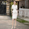 AD时尚通勤职业装女主持人面试正装套裙新款白色短袖西装套装工装 商品缩略图0